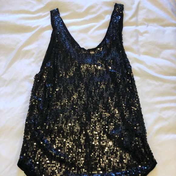 Talula Black Sequin Tank Top - Picture 1 of 2